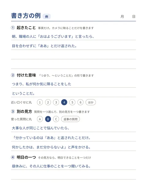 見方を変える5分ノートの書き方の例